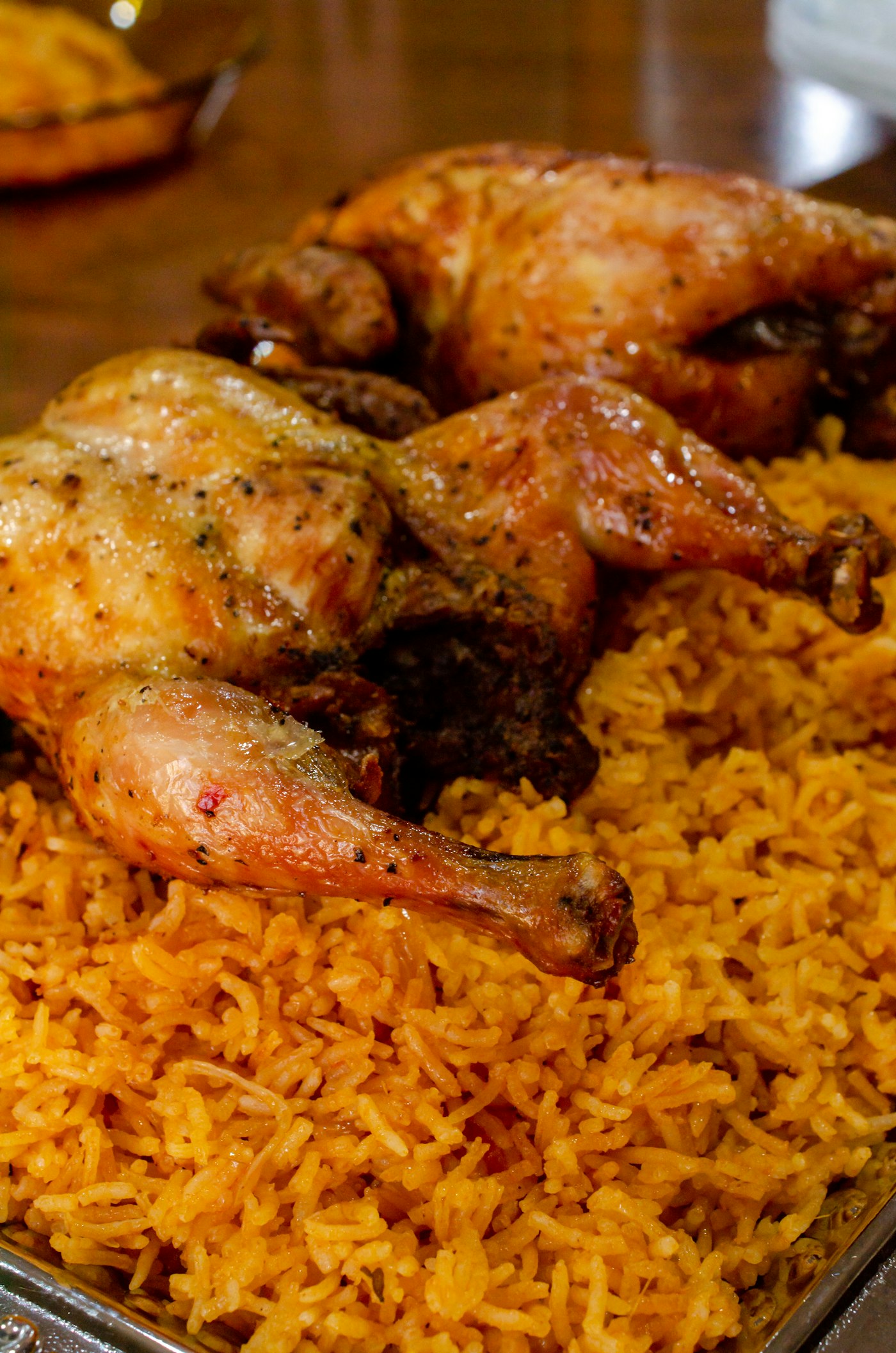 A plate of Arabic chicken mandi rice